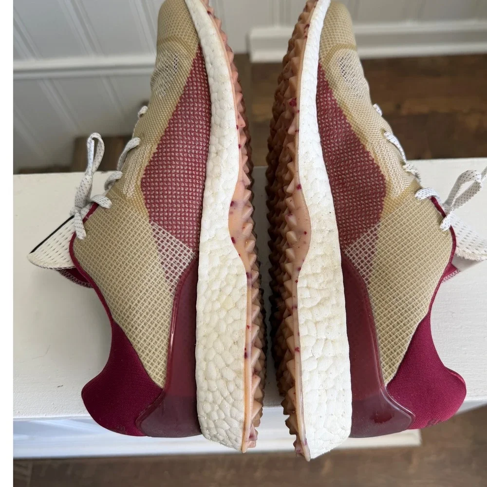 Adidas Crossknit DPR Boost Spikeless Golf Shoes Mens 9.5 Beige Burgundy EF5746